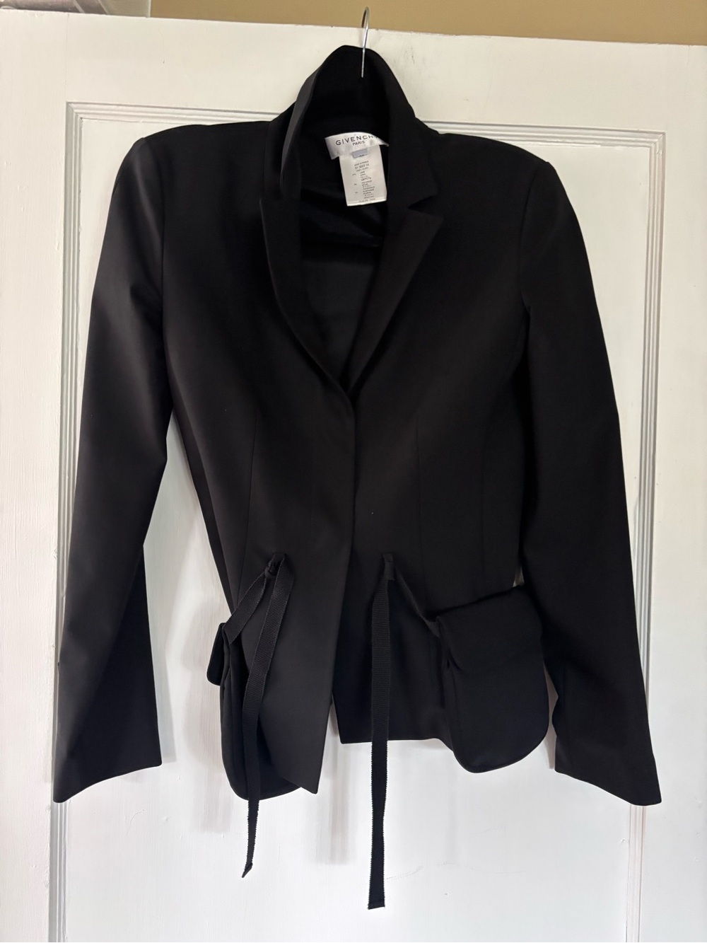 Givenchy Black Wool-Blend Drawstring Waist Blazer